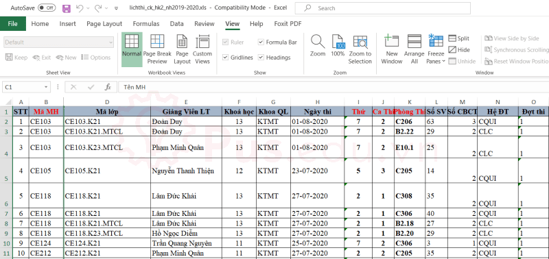 cach co dinh dong va cot trong excel 22