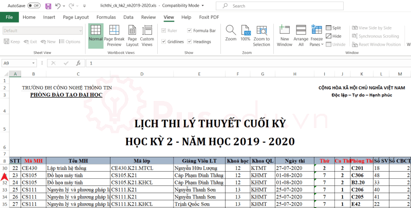 cach co dinh dong va cot trong excel 5