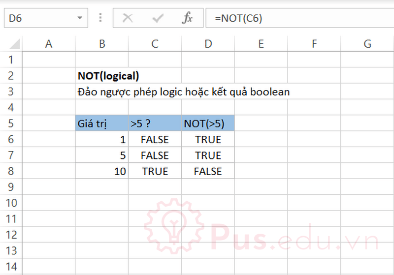 ham not trong excel 1