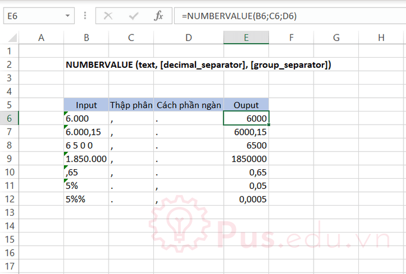 ham numbervalue trong excel 1