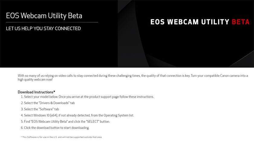 Download EOS Webcam Utility