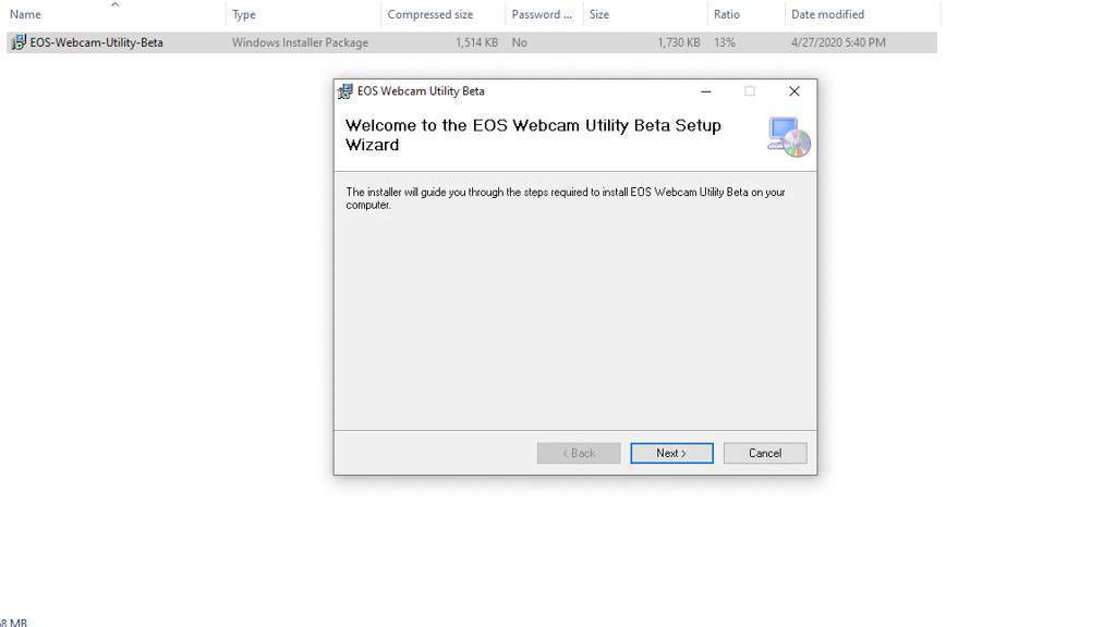 EOS Webcam Utility Beta