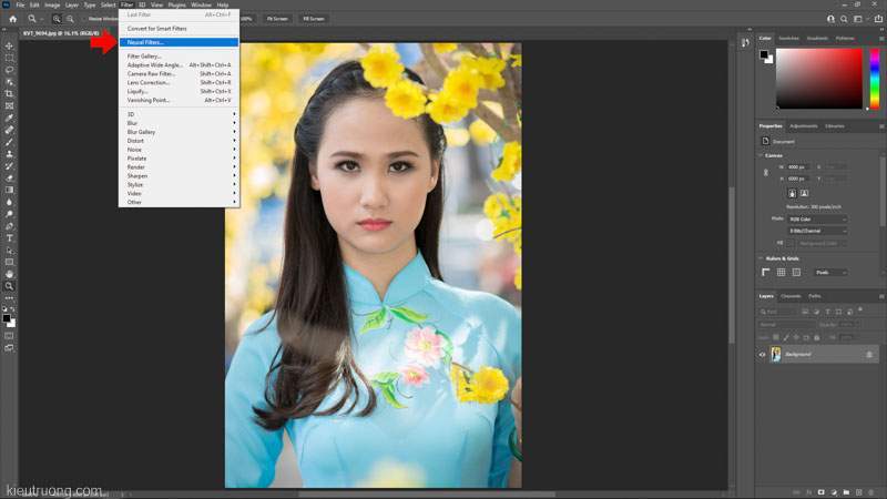 Mở Neural Filters trong Photoshop 2021
