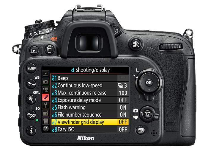 Nikon D7200 Viewfinder Grid Display