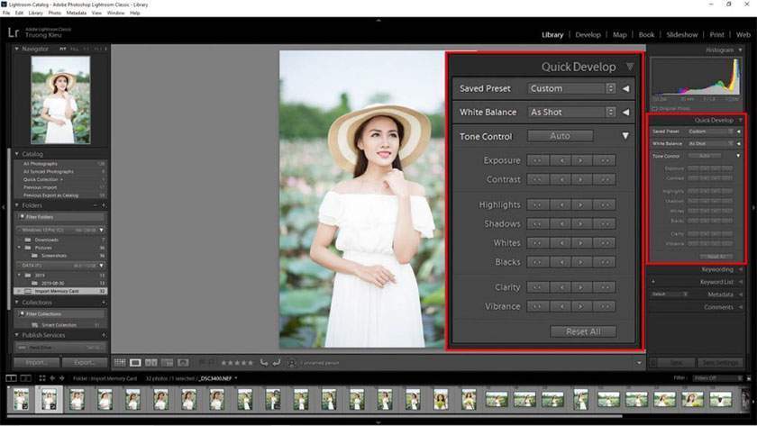 Quick Develop trong Lightroom Classic