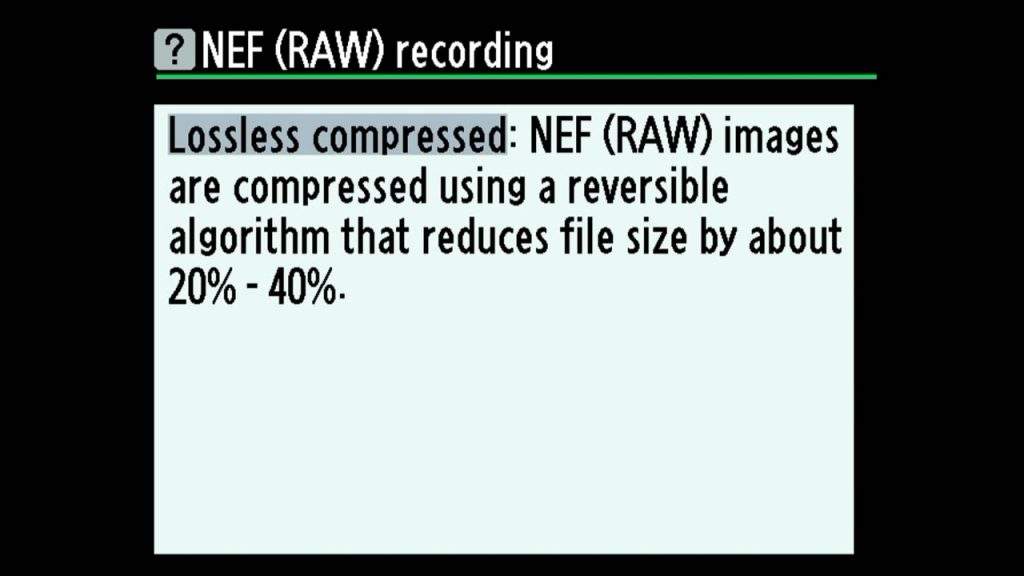 Raw lossless compressed