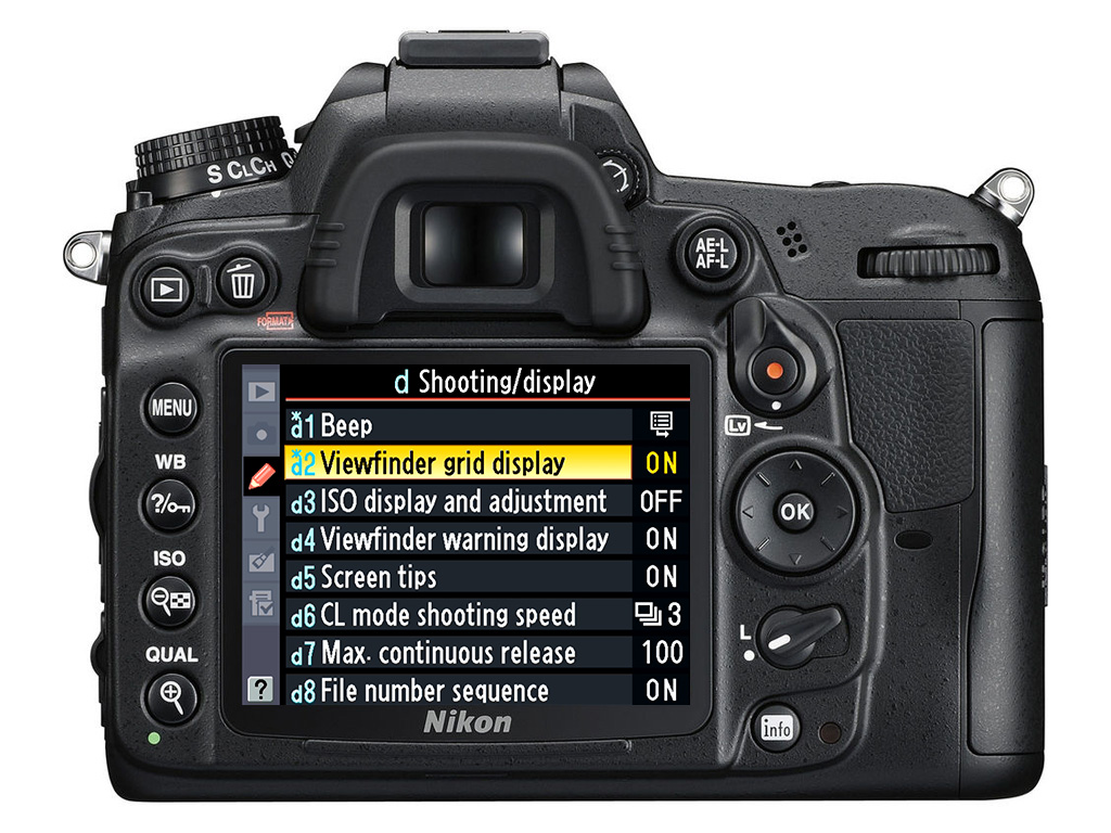 cách bật đường lưới grid line cho máy ảnh Nikon D7000