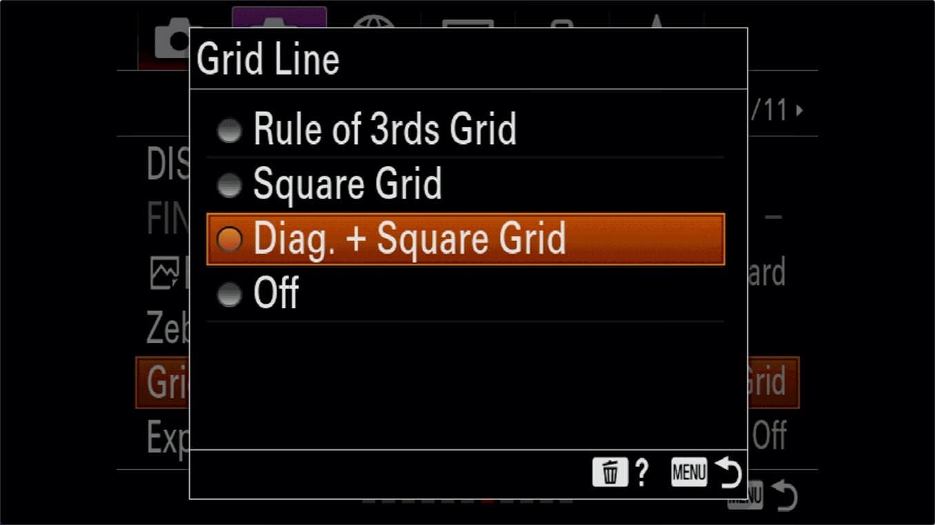 cách bật đường lưới grid line cho máy ảnh Sony A7R IV