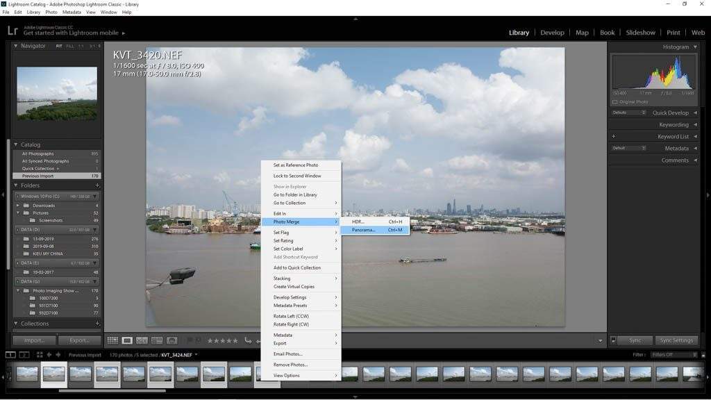 ghep anh panorama trong lightroom classic 2019