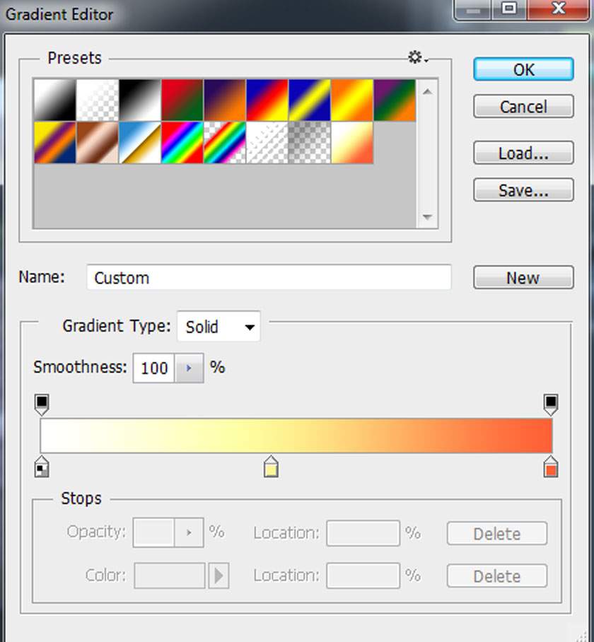 gradient tool tạo bảng màu mặt trời