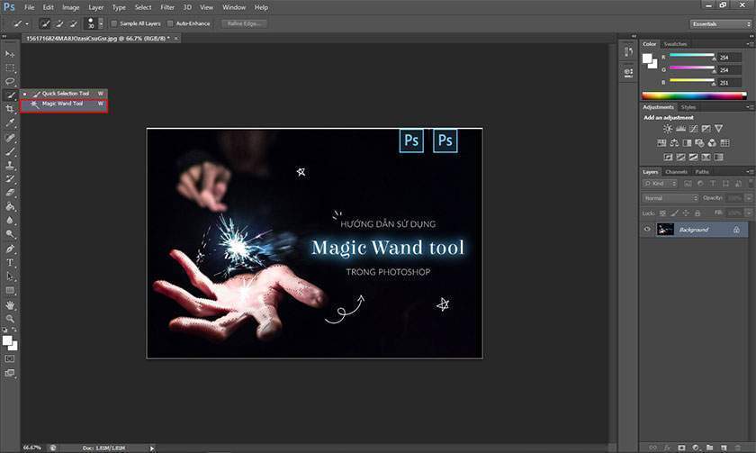 mở hình và chọn magic wand tool