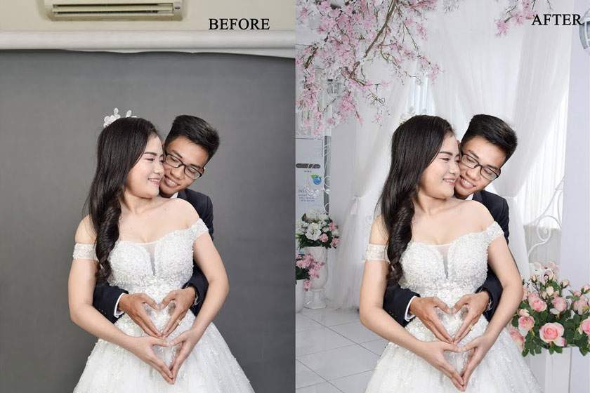 thay phông nền ảnh cưới bằng photoshop